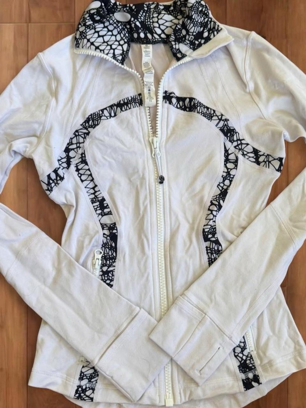 lululemon athletica White Jacket with Black Patterned Trim